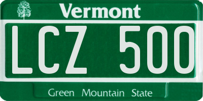 VT license plate LCZ500