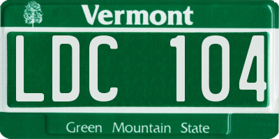 VT license plate LDC104
