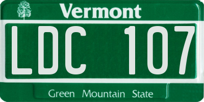VT license plate LDC107