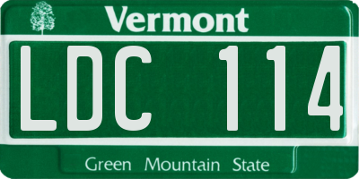 VT license plate LDC114