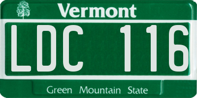 VT license plate LDC116