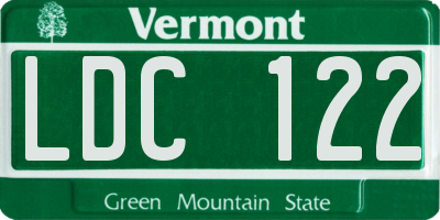 VT license plate LDC122