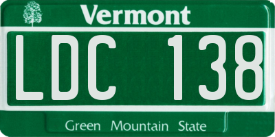 VT license plate LDC138