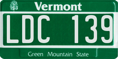 VT license plate LDC139