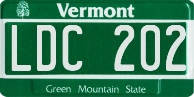 VT license plate LDC202