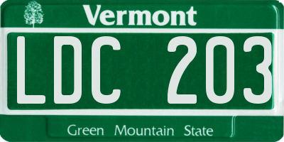 VT license plate LDC203