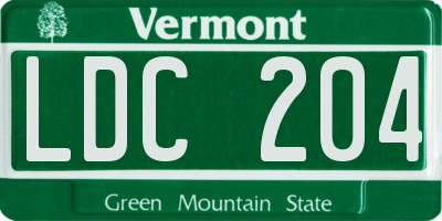 VT license plate LDC204