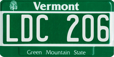 VT license plate LDC206