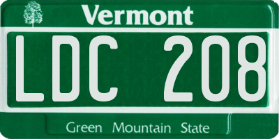 VT license plate LDC208