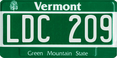VT license plate LDC209