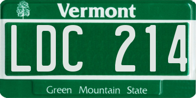 VT license plate LDC214