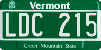 VT license plate LDC215
