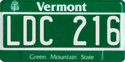 VT license plate LDC216