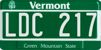 VT license plate LDC217