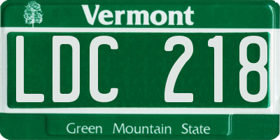 VT license plate LDC218