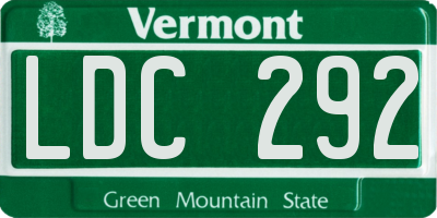 VT license plate LDC292