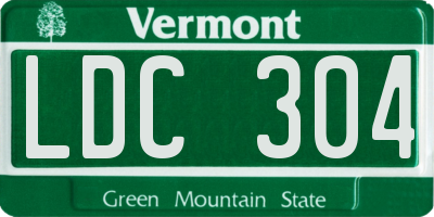 VT license plate LDC304