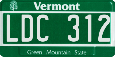 VT license plate LDC312