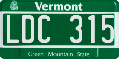 VT license plate LDC315