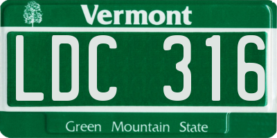 VT license plate LDC316