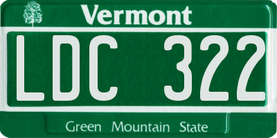 VT license plate LDC322