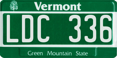 VT license plate LDC336