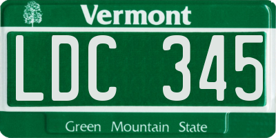 VT license plate LDC345
