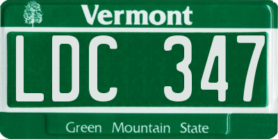 VT license plate LDC347