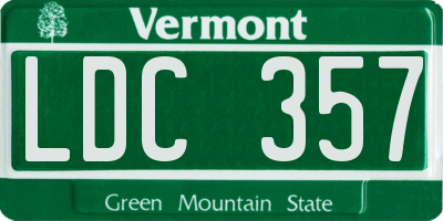 VT license plate LDC357