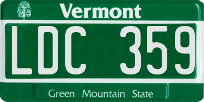 VT license plate LDC359