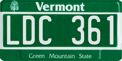 VT license plate LDC361