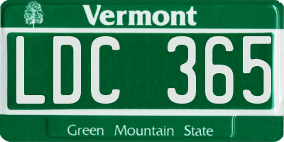 VT license plate LDC365