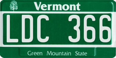 VT license plate LDC366