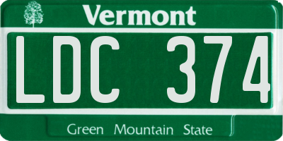 VT license plate LDC374
