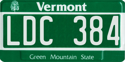VT license plate LDC384