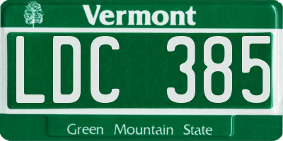 VT license plate LDC385