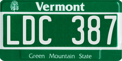 VT license plate LDC387