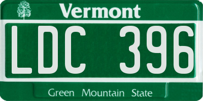 VT license plate LDC396