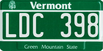 VT license plate LDC398