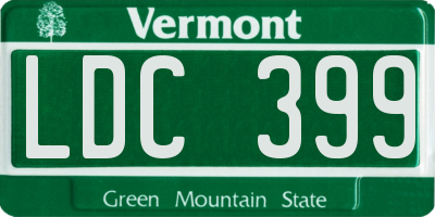 VT license plate LDC399