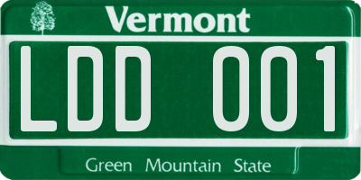 VT license plate LDD001