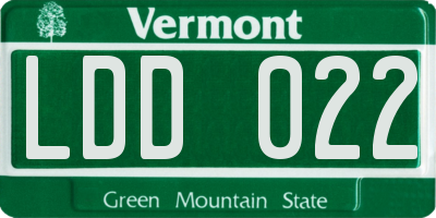 VT license plate LDD022