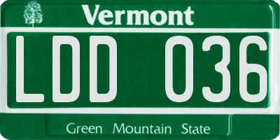 VT license plate LDD036