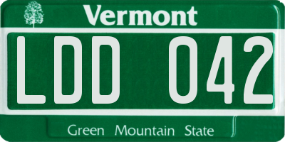 VT license plate LDD042