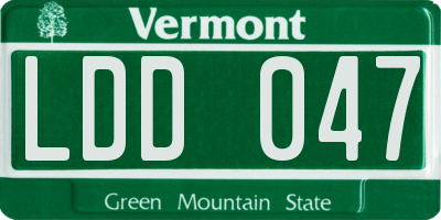 VT license plate LDD047