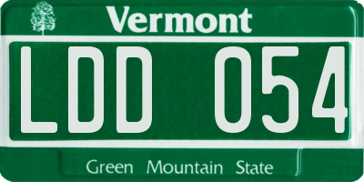 VT license plate LDD054