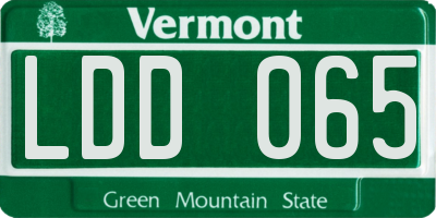 VT license plate LDD065