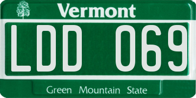 VT license plate LDD069
