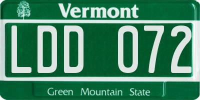 VT license plate LDD072