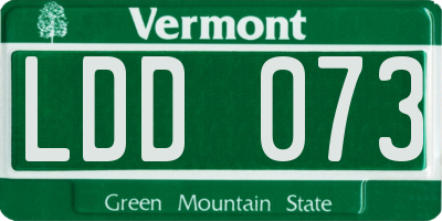 VT license plate LDD073